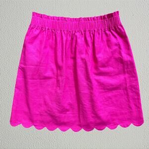 Hot pink scalloped hem short skirt J.Crew Factory preppy light academia